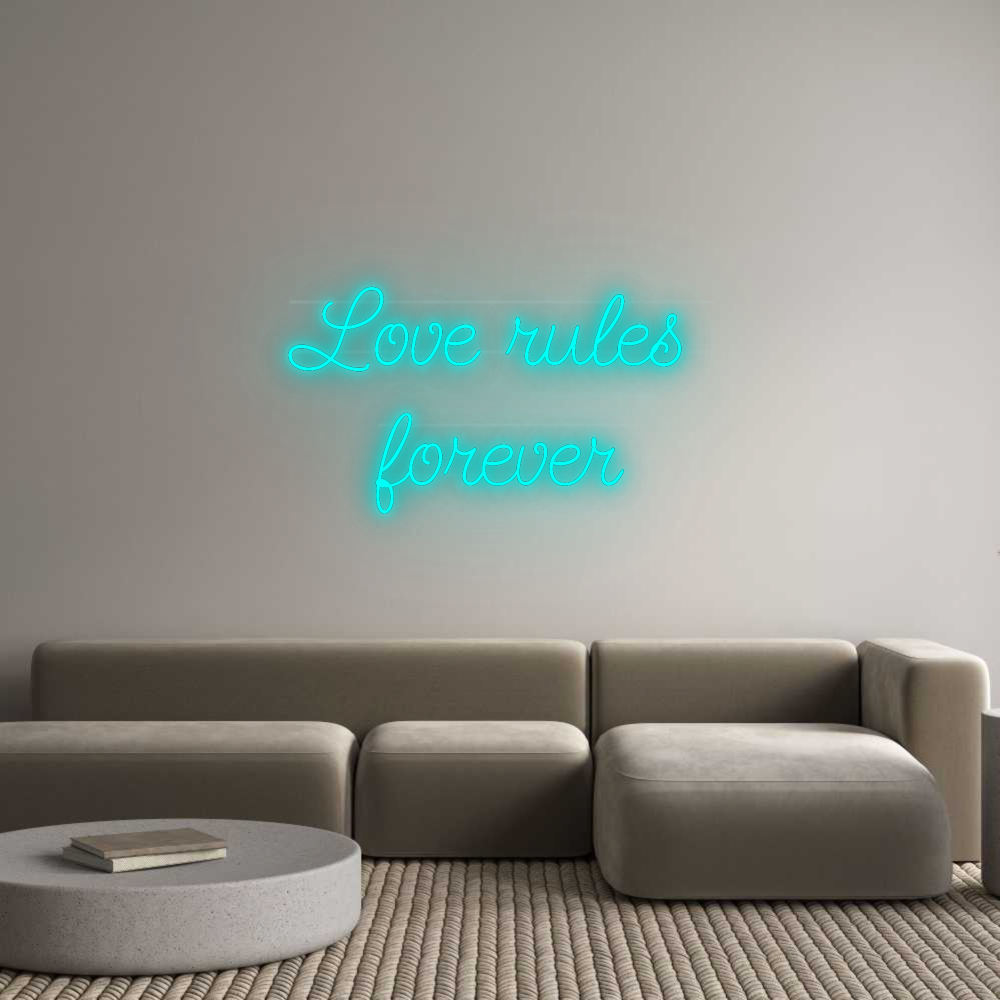 Personalisiertes Neonschild: Love rules 
...