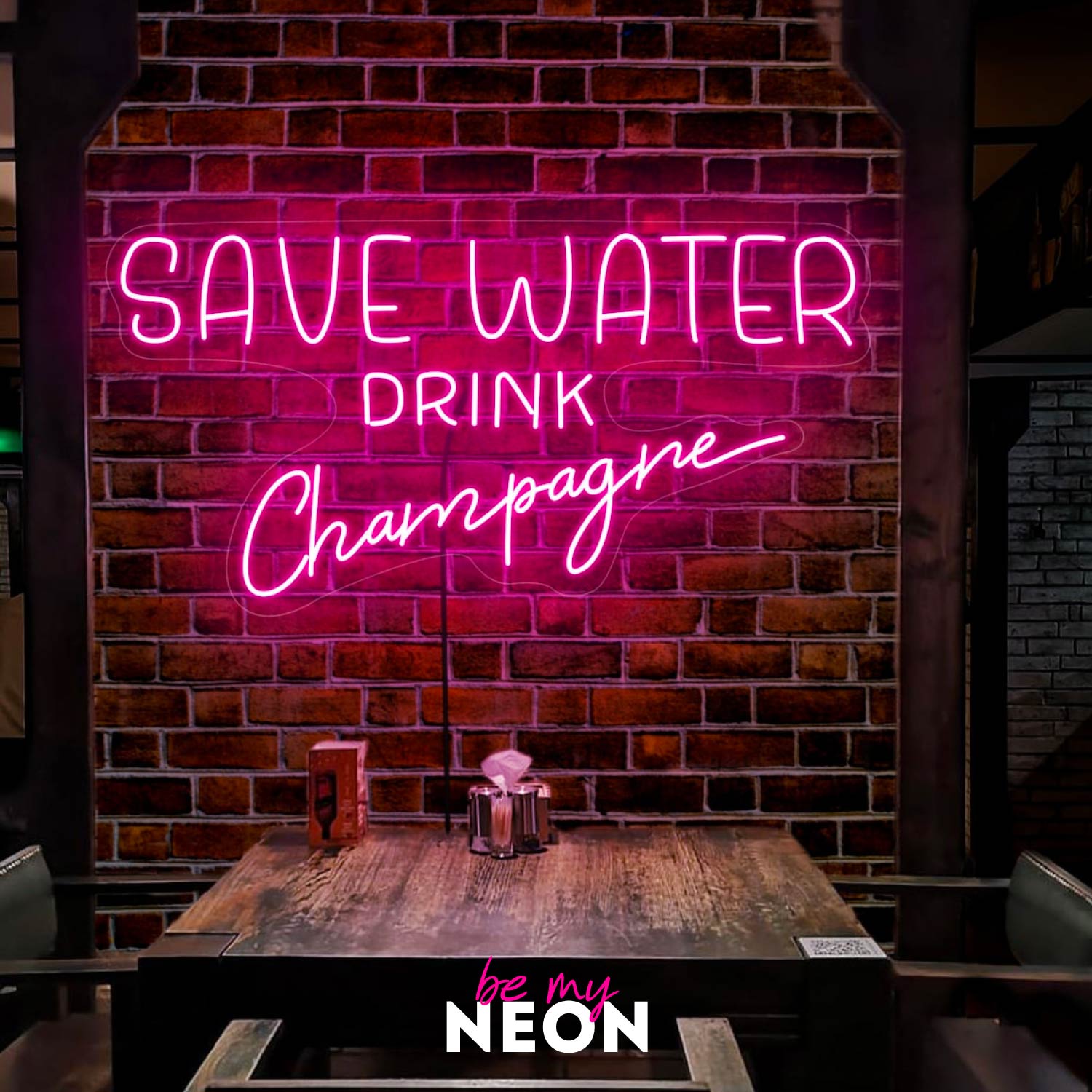 "Save Water Drink Champagne" LED Neonschild