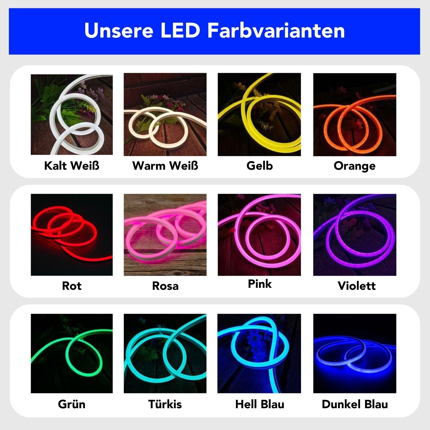 "Happy New Year - Silvester" Leuchtmotiv aus LED Neon