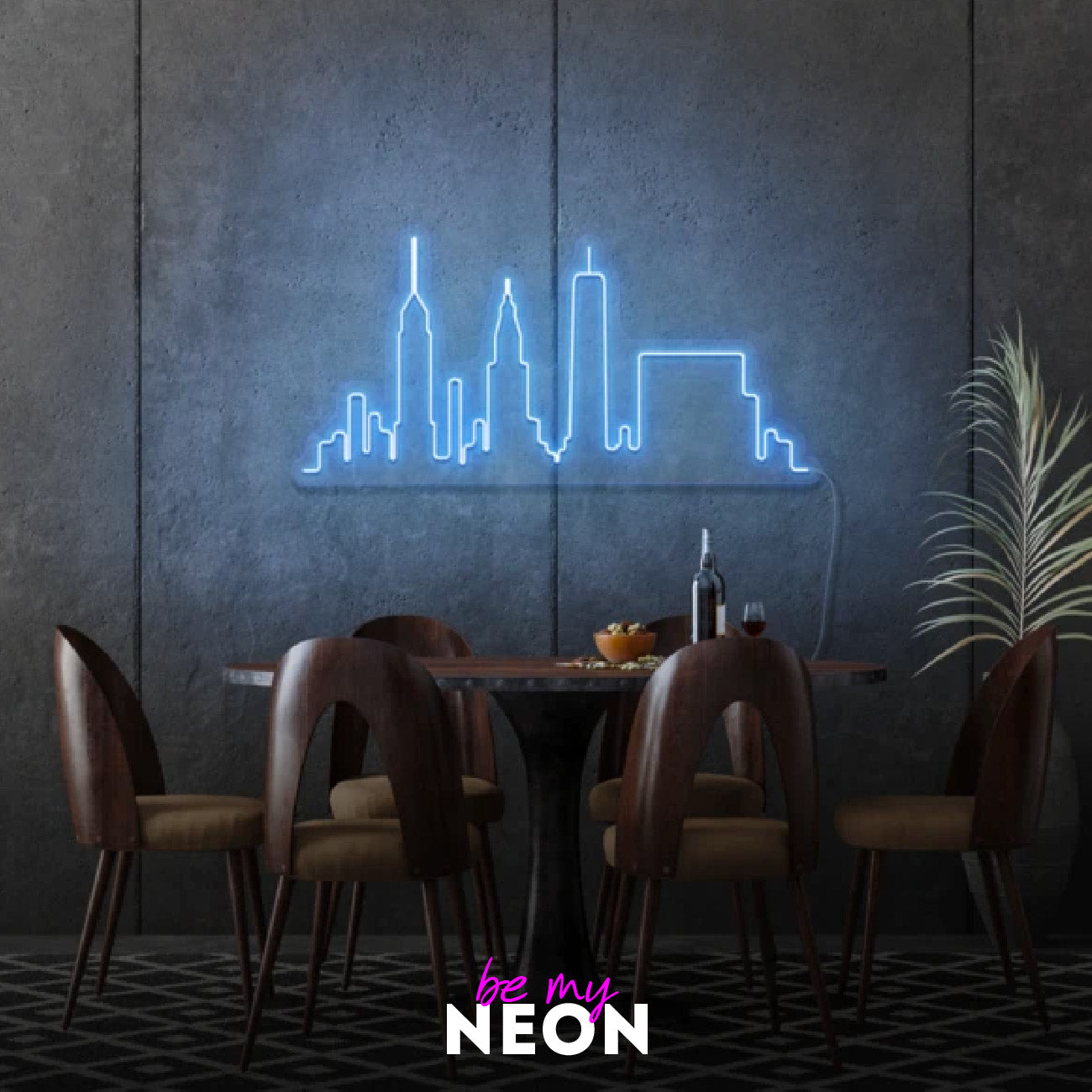"Skyline - Stadt" Leuchtmotiv aus LED Neon