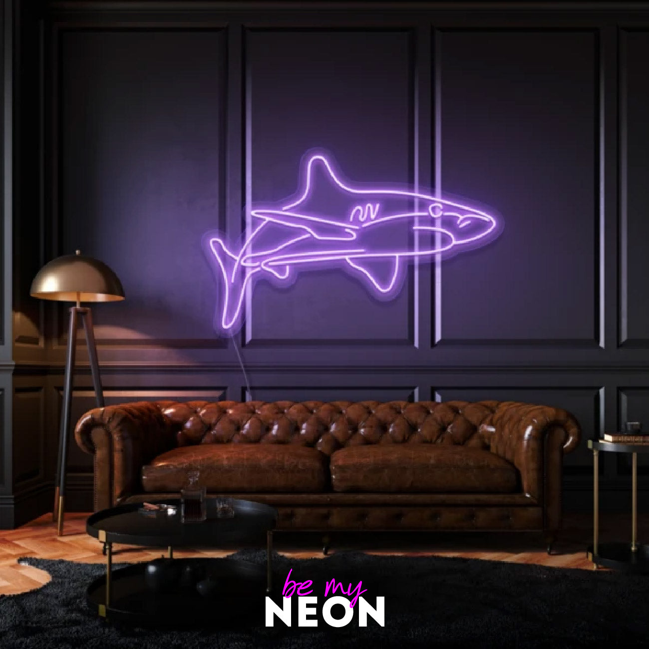 "Tiger Hai" Leuchtmotiv aus LED Neon
