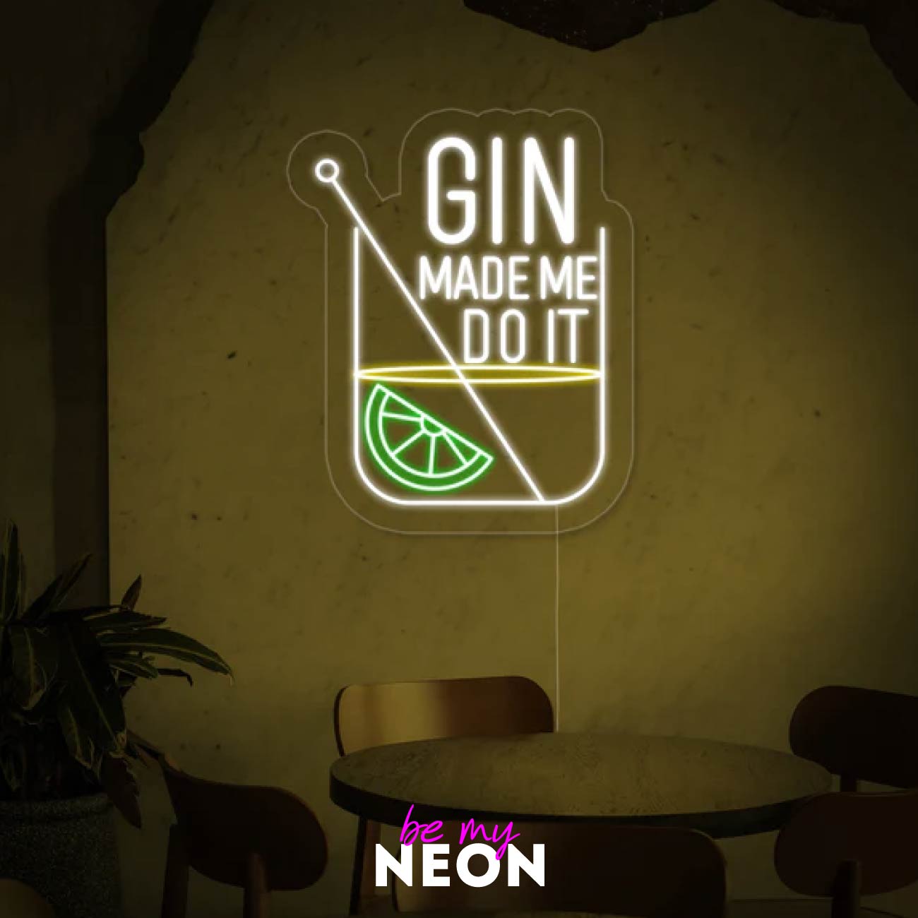 "Gin Made Me Do It - Bar Club Party" LED Neonschild