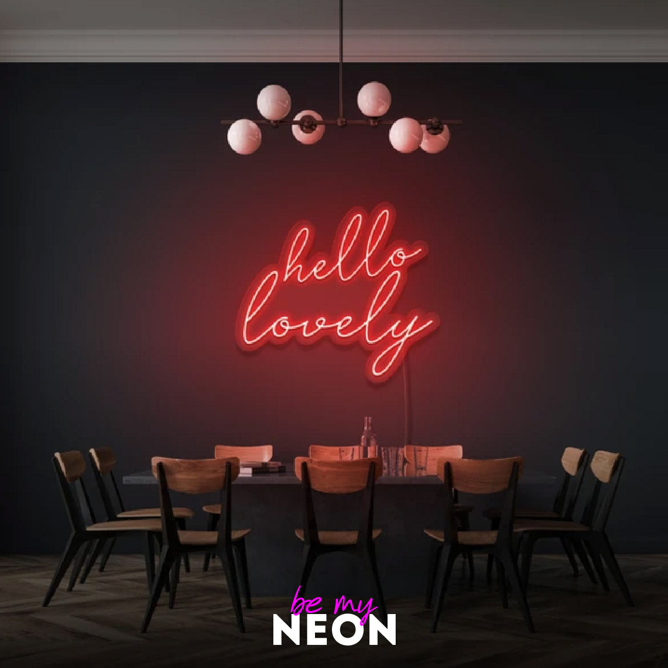 "hello lovely" Leuchtmotiv aus LED Neon