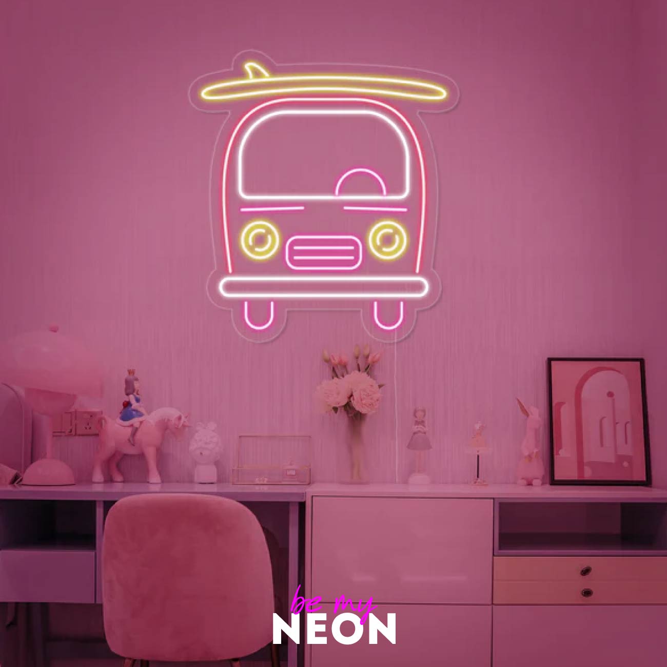 "Bulli Camper Van Auto" Leuchtmotiv aus LED Neon