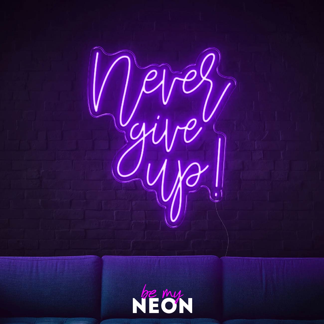 "never give up!" LED Neonschild