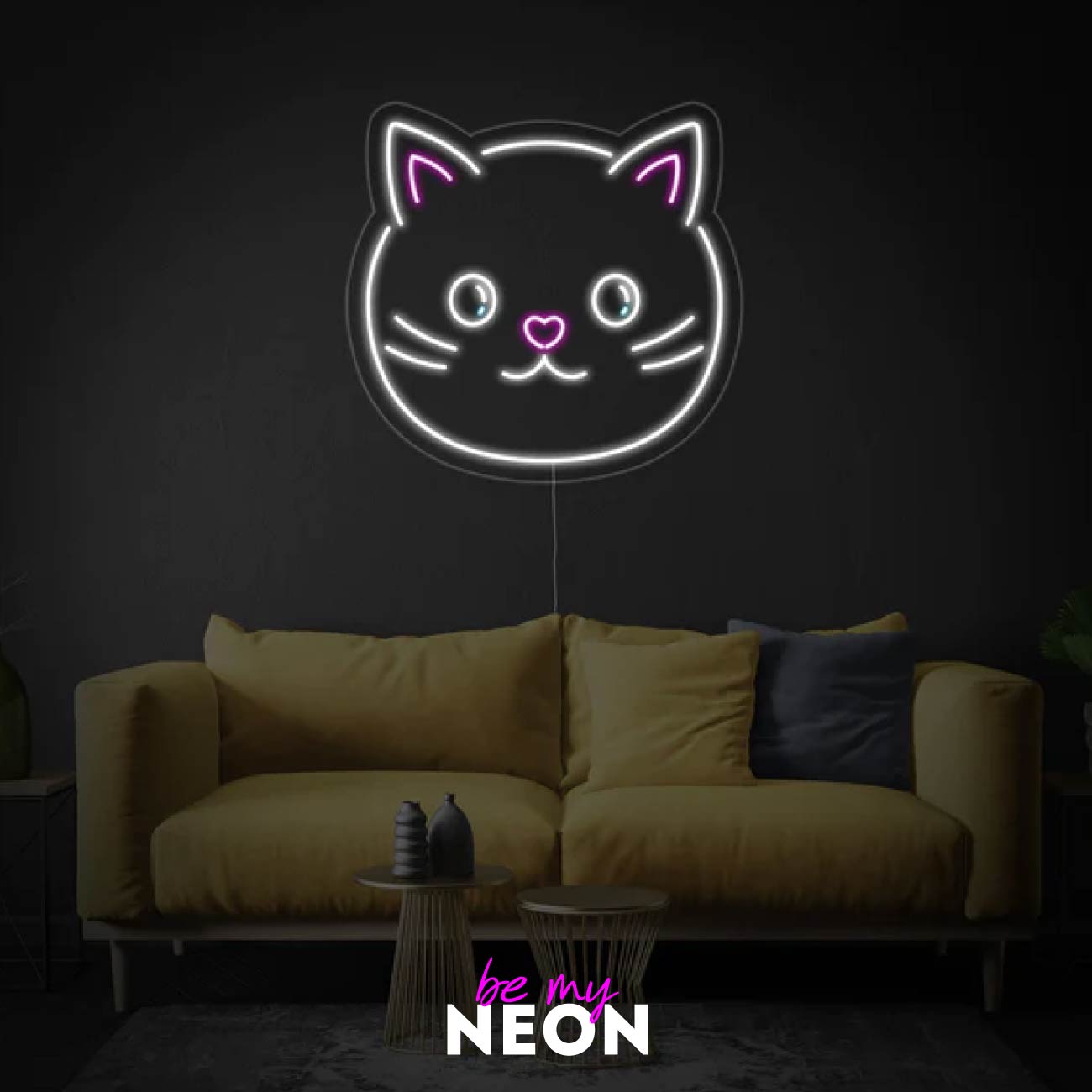 "Katze runde Gesicht" Leuchtmotiv aus LED Neon