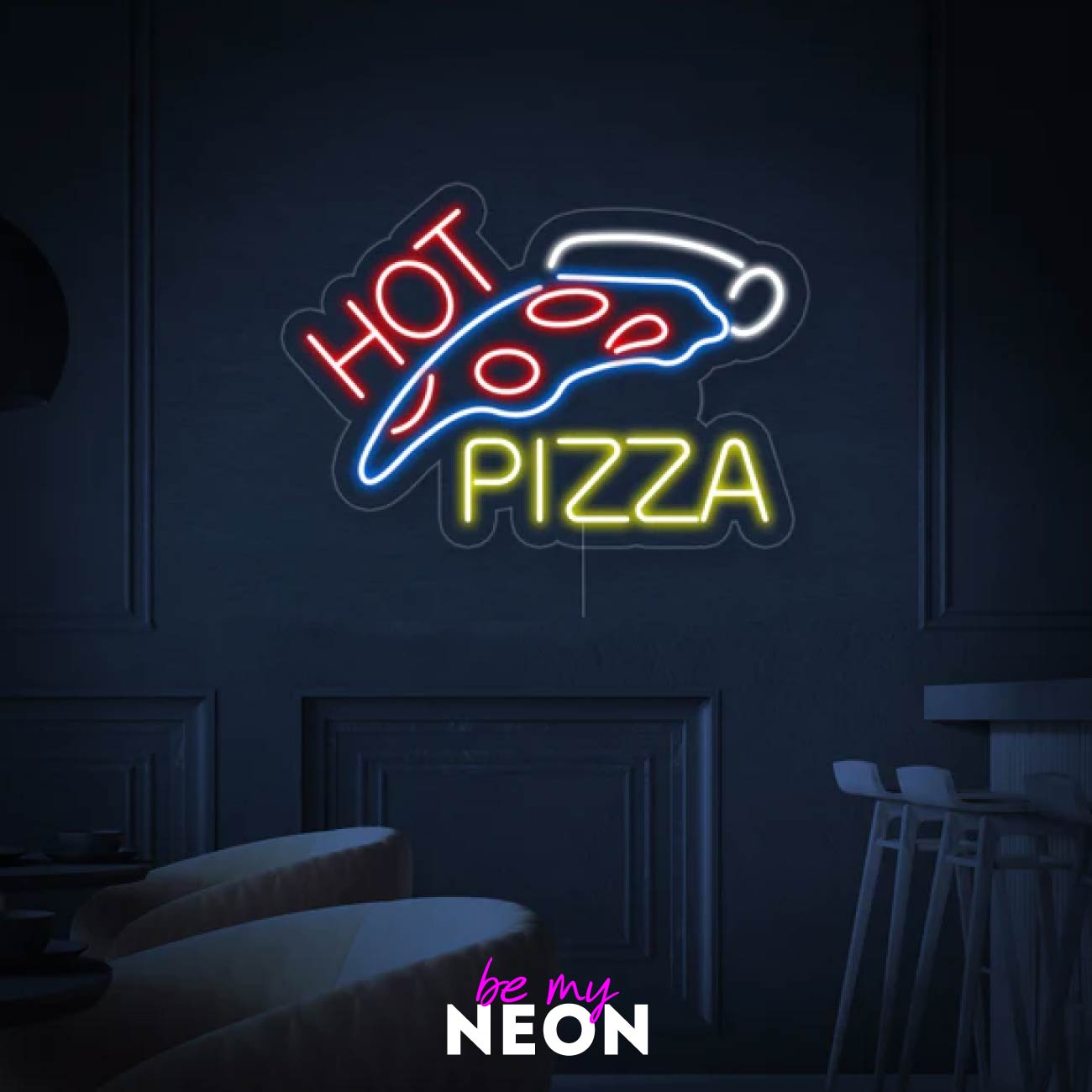 "Hot Pizza" Leuchtmotiv aus LED Neon