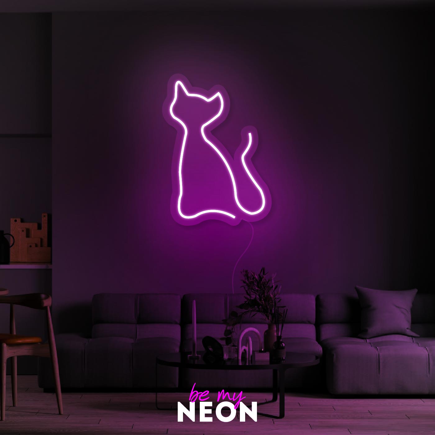 "Katze Abstrakt" Leuchtmotiv aus LED Neon