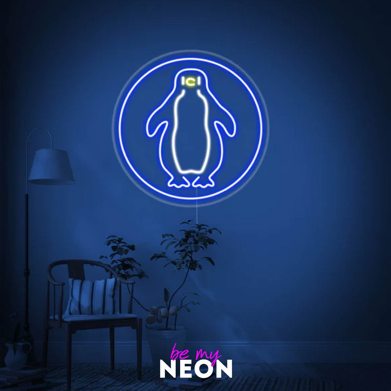 "Pinguin Blau" Leuchtmotiv aus LED Neon
