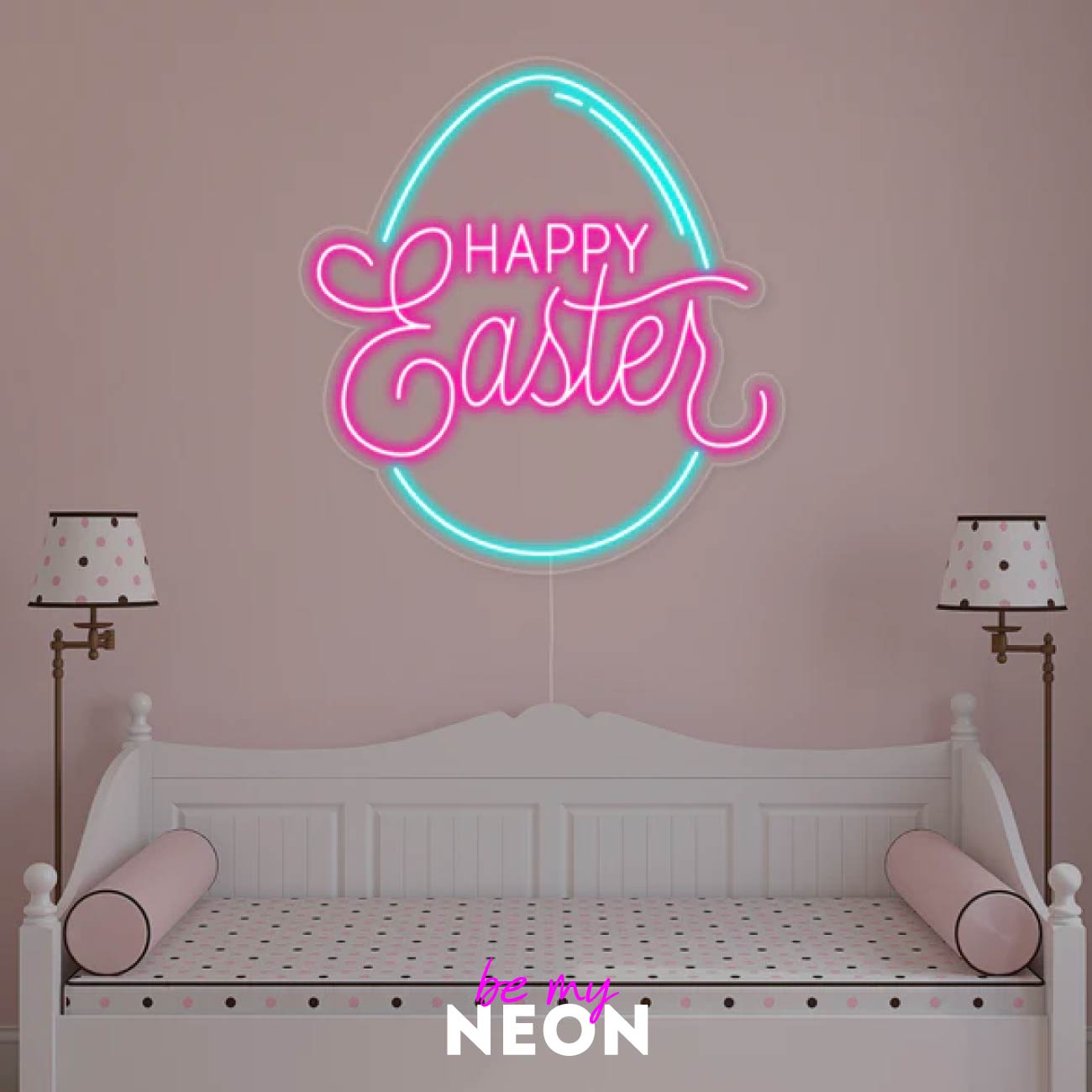 "Happy Easter - Ostern" Leuchtmotiv aus LED Neon