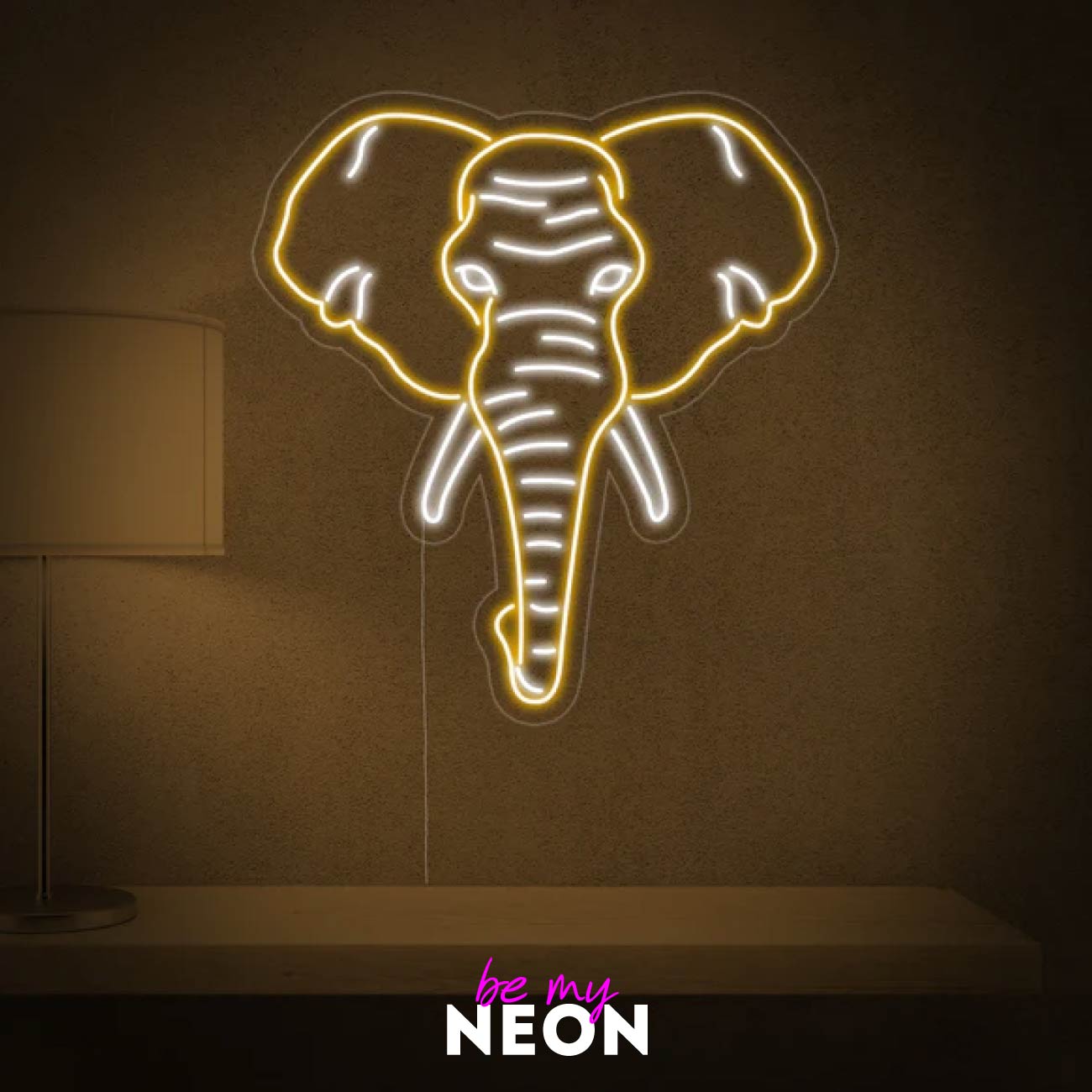 "Elefanten Kopf" Leuchtmotiv aus LED Neon