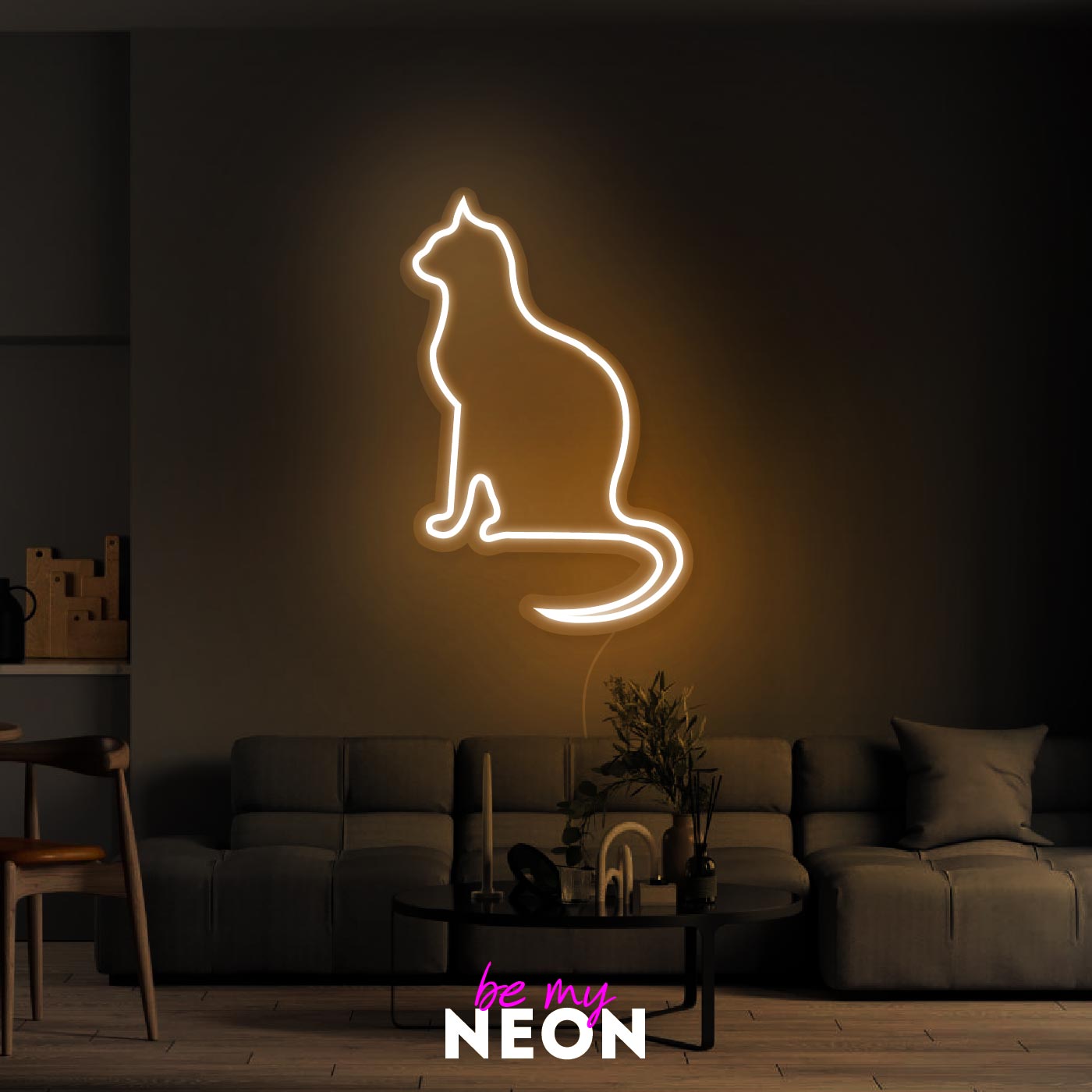 "Katze Sitzend" Leuchtmotiv aus LED Neon