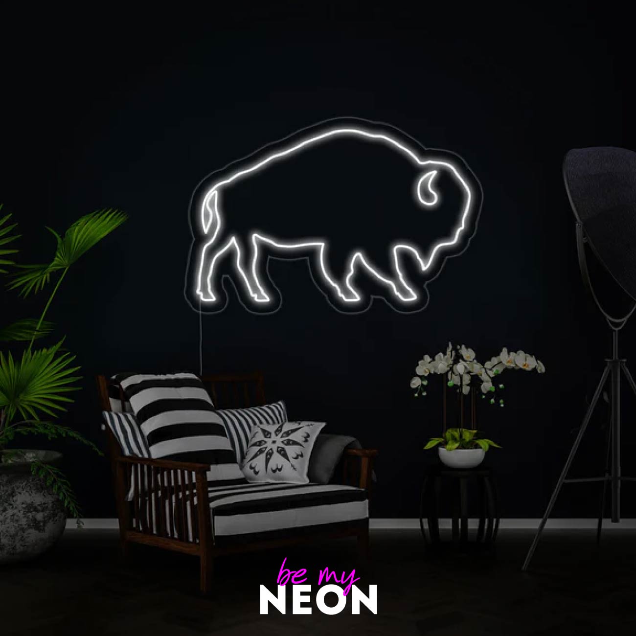 "Bison Büffel" Leuchtmotiv aus LED Neon