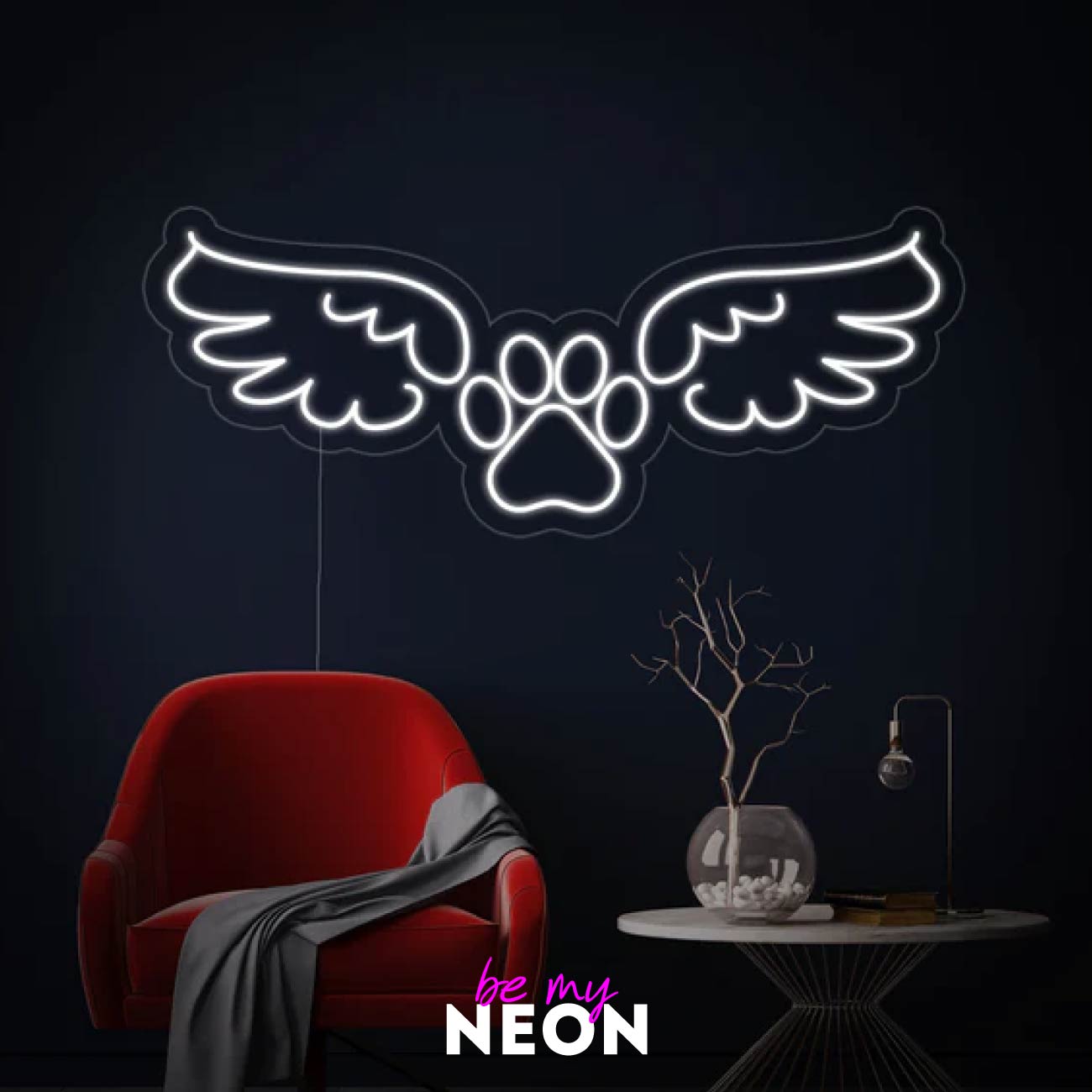 "Hund Engelsflügel" Leuchtmotiv aus LED Neon
