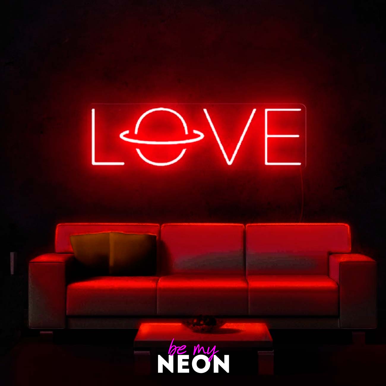 "Love - Saturn" Leuchtmotiv aus LED Neon