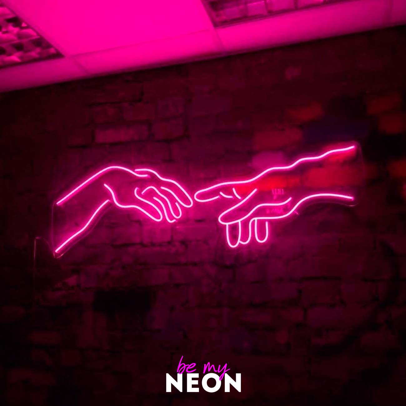 "Hände Gottes" Leuchtmotiv aus LED Neon
