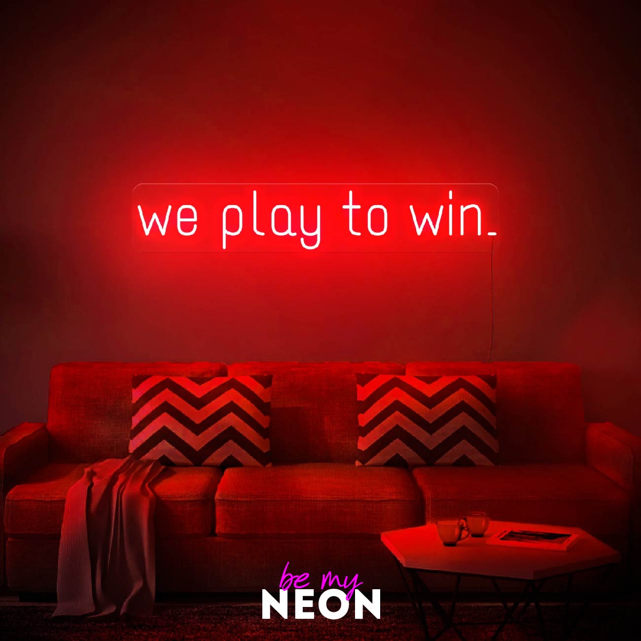 "we play to win" LED Neonschild